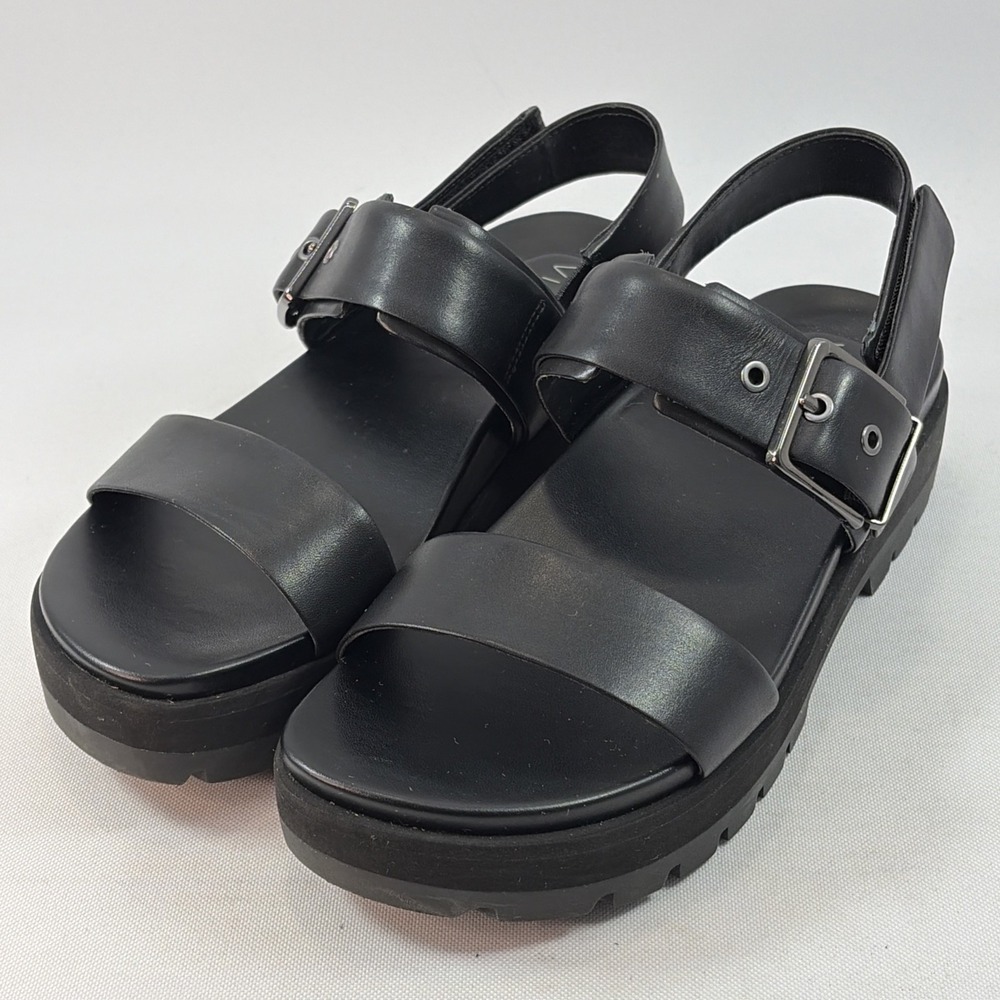 Vionic Torrance Platform Sandals Women's Size 7.5 Black Leather Strappy Orthotic